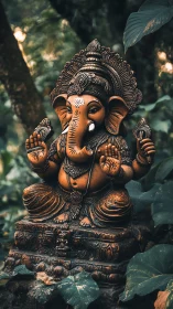 Ornate Ganesha sculpture with patinated bronze detailing.