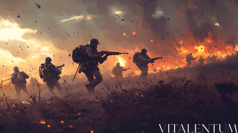 Soldiers charge through inferno in defiant wartime spectacle