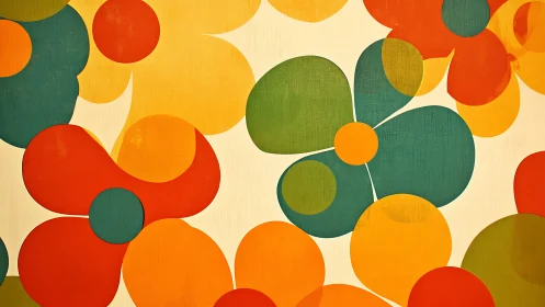 Sunny retro flower clouds drifting across soft canvas.