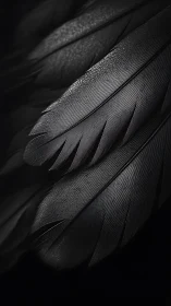 Soft black feathers glow gently in quiet, moody light