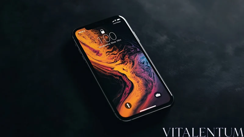 Premium Smartphone with Liquid Swirl Display Wallpaper.
