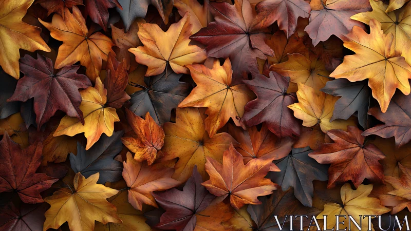 Detailed autumn maple leaves in overlapping scattered pattern.