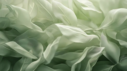 Soft mint fabric folds form abstract flowing surface