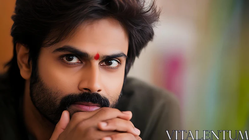 Close-focus male portrait with shallow depth of field rendering.