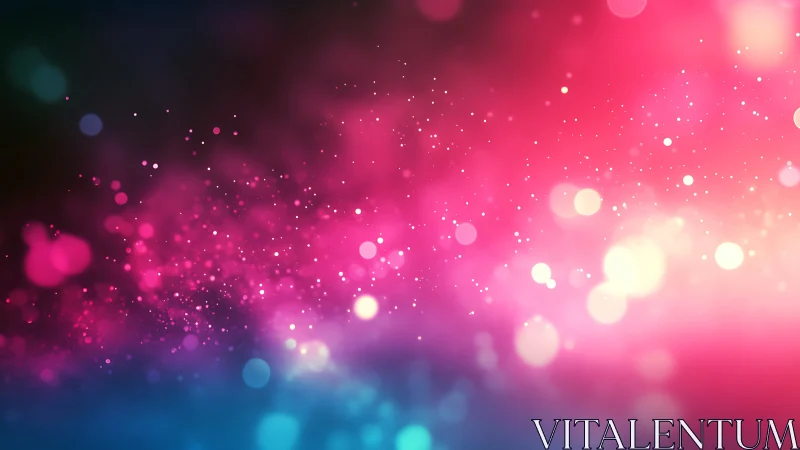 Defocused bokeh particle field with magenta to cyan gradient glow
