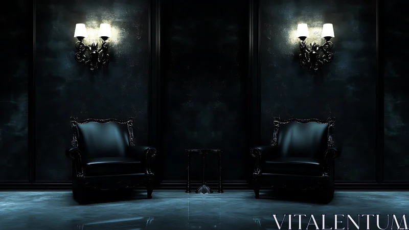 Twin velvet thrones linger beneath whispering wall lights