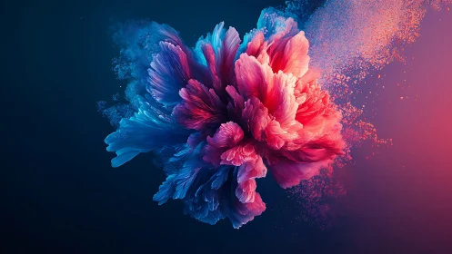 Vibrant abstract bloom erupts in neon pink and cyan light