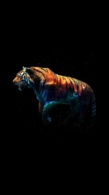 Galactic tiger strides through luminous cosmic void.