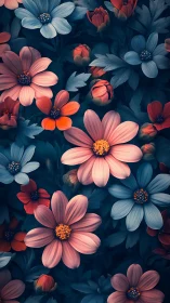 Cosmos Blooms Dance: Jewel-Toned Floral Symphony in Twilight