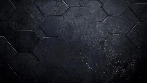 Dark hexagonal stone surface with industrial texture
