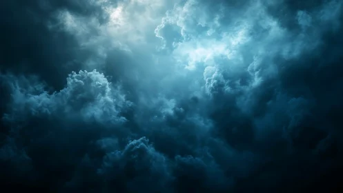 Backlit cumulonimbus cloudscape reveals turbulent vertical depth