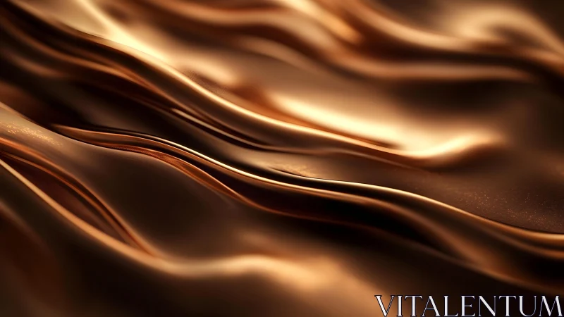 Abstract metallic waves in warm bronze and gold tones, digital art.