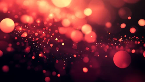 Vibrant Abstract Red Bokeh Light Background in Soft Focus Style.