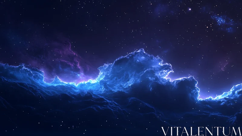 Starlit nebula surf rising like a cosmic tidal bloom.