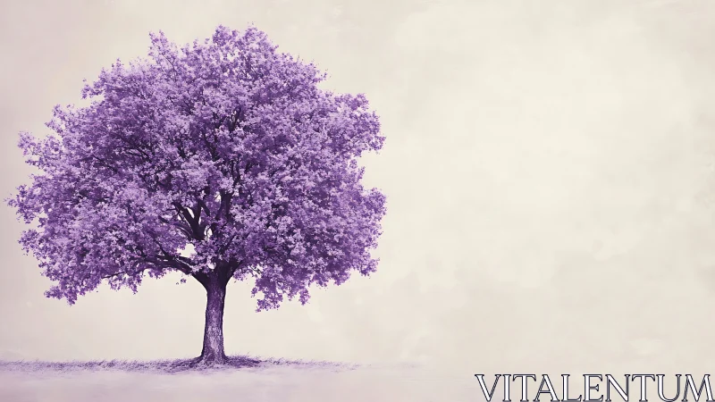 Monochrome magenta arboreal form on desaturated ground plane.