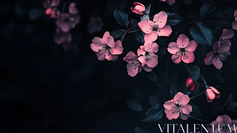 Pink flowers clustered on dark foliage background.