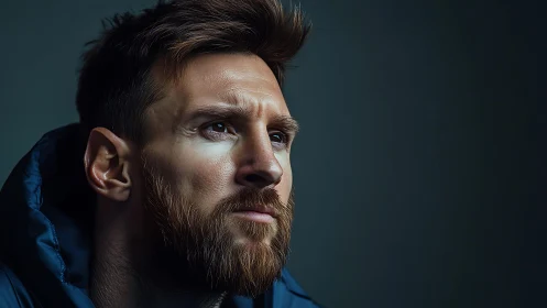 Close-up male portrait with beard under soft directional light