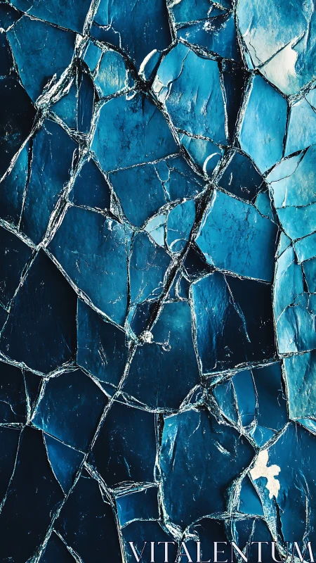 Shimmering cracked blue surface catches light in gentle waves