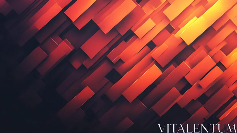 Vibrant geometric abstract art with glowing orange rectangles.