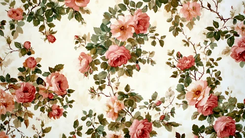 Repeating rose motif forms a balanced floral surface pattern