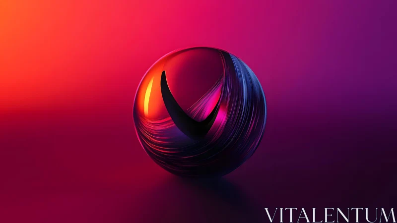 Futuristic glass sphere with swirling neon patterns on gradient background.