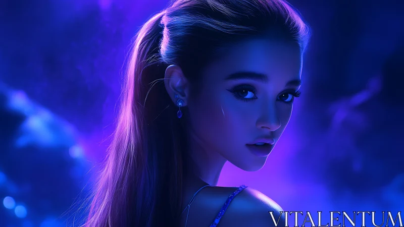 Starlit girl turns in neon dusk, eyes bright with wonder.