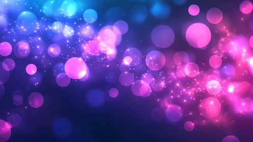 Vibrant bokeh lights in dreamy purple and blue abstract style.