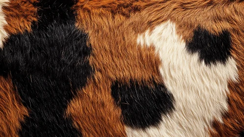 Tricolor Cowhide Pattern Close-Up Detail.