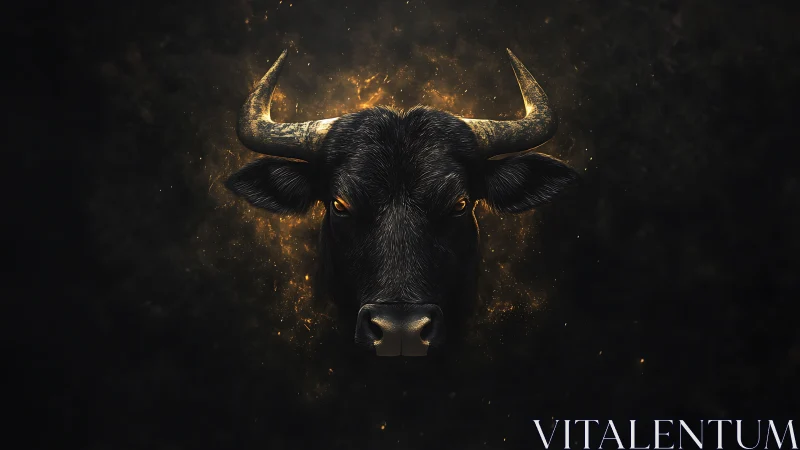 Star-forged bull head blazing from the cosmic dark.