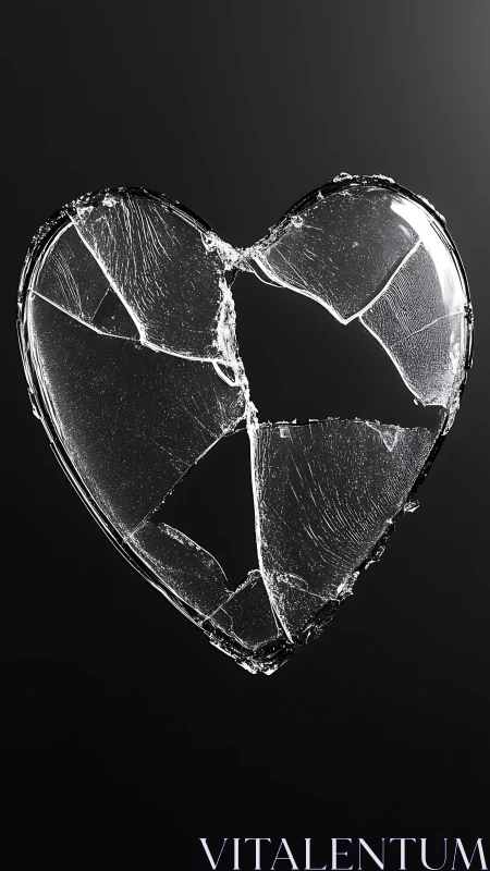 Shattered Heart on Black Background
