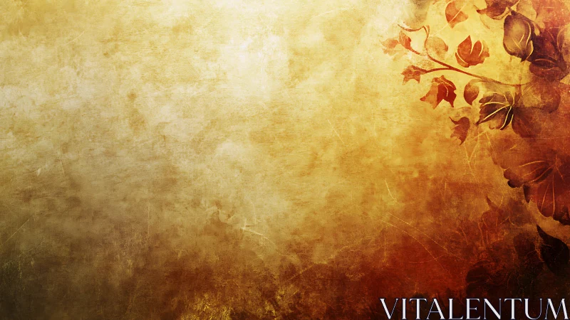 Golden autumn leaves drift softly across a warm sky