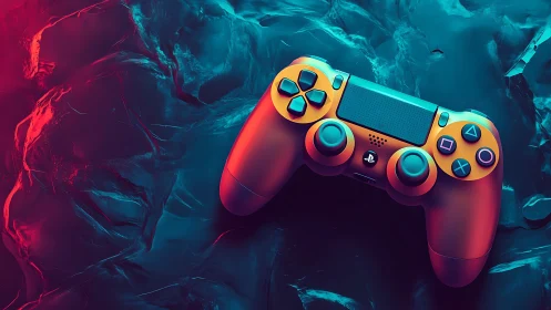 Gaming Power in Neon: PS4 Controller's Glowing Moment.