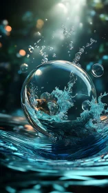 Liquid bubble universe folds oceans into floating glass
