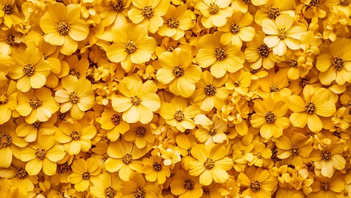 Golden Cosmos Flowers Dense Bloom Overhead View.