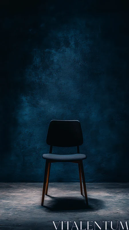 Minimalist chair isolated in dramatic low-key studio lighting
