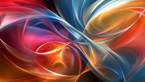 Colorful light ribbons swirl together in a soothing embrace