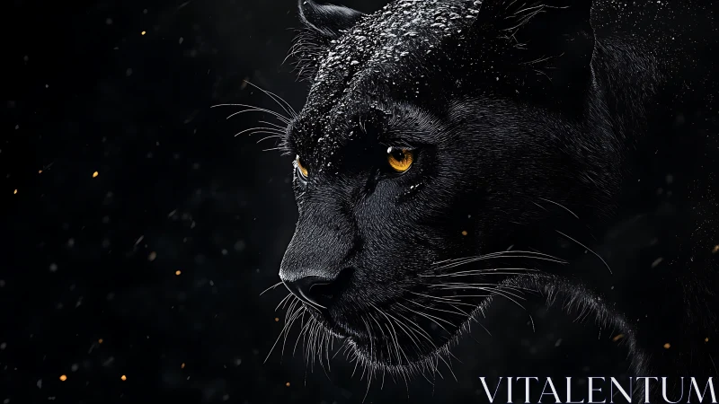 Mysterious Black Panther with Golden Eyes
