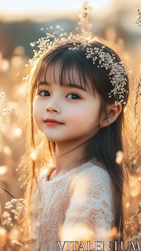 Ethereal Garden Child Crowned in Baby's Breath Blooms