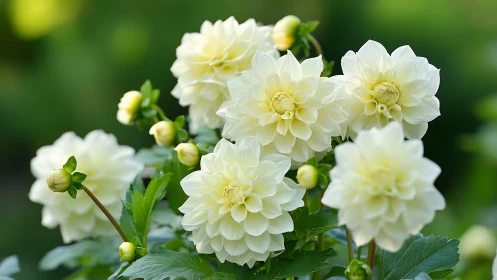 Ivory Dahlias Dancing Through Garden Light