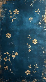 Gold floral silhouettes on textured deep blue surface.