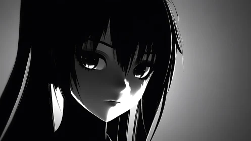 High contrast anime portrait isolates face with dramatic rim lighting