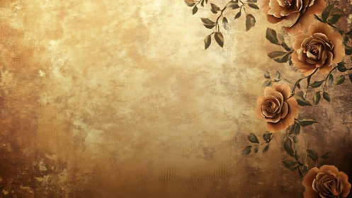 Floral arrangement aligns against textured gold-toned background
