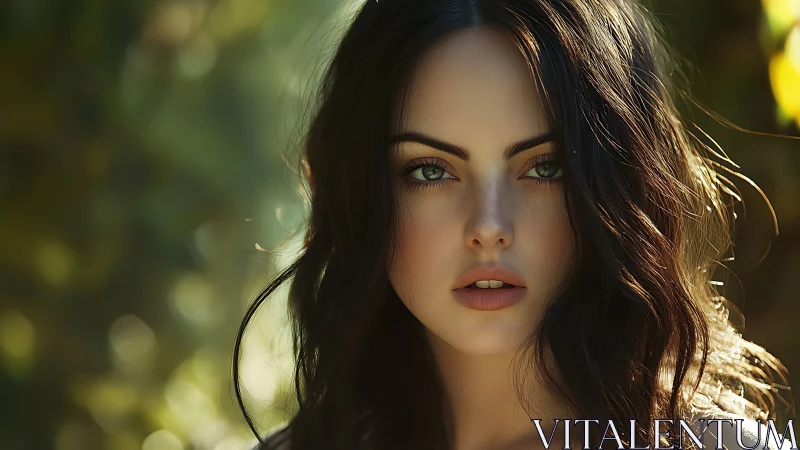 Sunlit gaze carves quiet magic through forest-soft bokeh