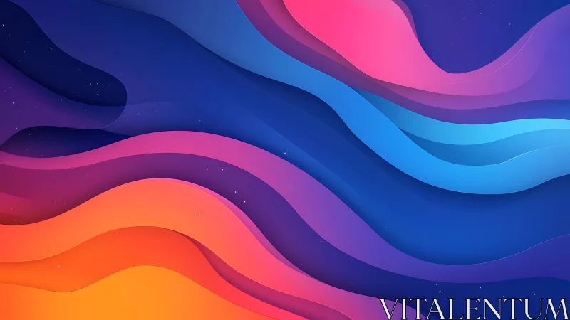 Colorful flowing waves glow gently across a dreamy night sky