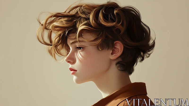 Youthful profile portrait captures soft side lighting and motion