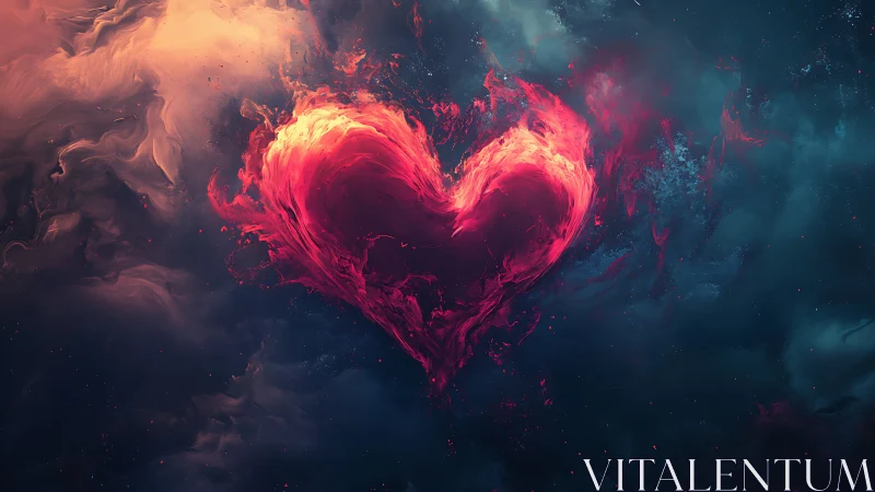 Crimson Heart Ablaze Across Cosmic Nebula.