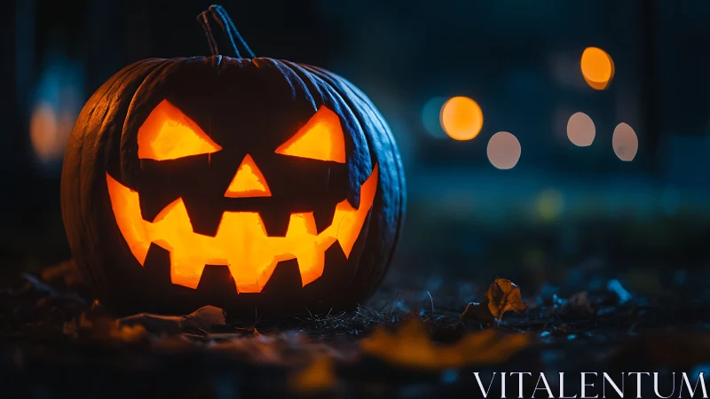 Low-key nocturnal jack-o-lantern with internal luminance field.