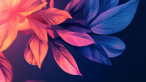 Neon-dual foliage study with gradient chromatic diffusion.