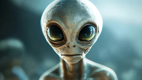 Photoreal extraterrestrial portrait with reflective ocular detail
