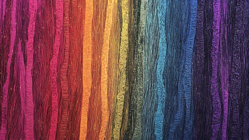 Vertical spectrum stripes blend rich textured rainbow bands.